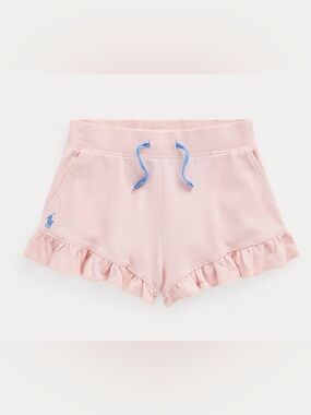 NWT Polo Ralph Lauren Big Girls Ruffled Cotton Mesh Shorts in Pink XL 16